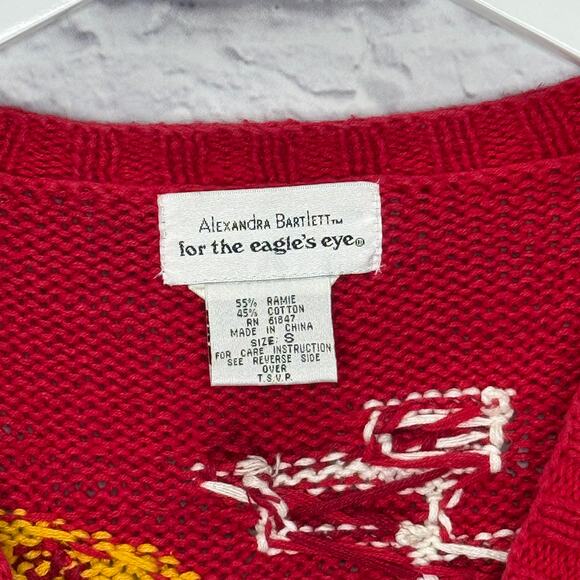 Vintage Alexandra Bartlett Christmas Bear Cardigan Sweater Red Size S Winter - Picture 2 of 6